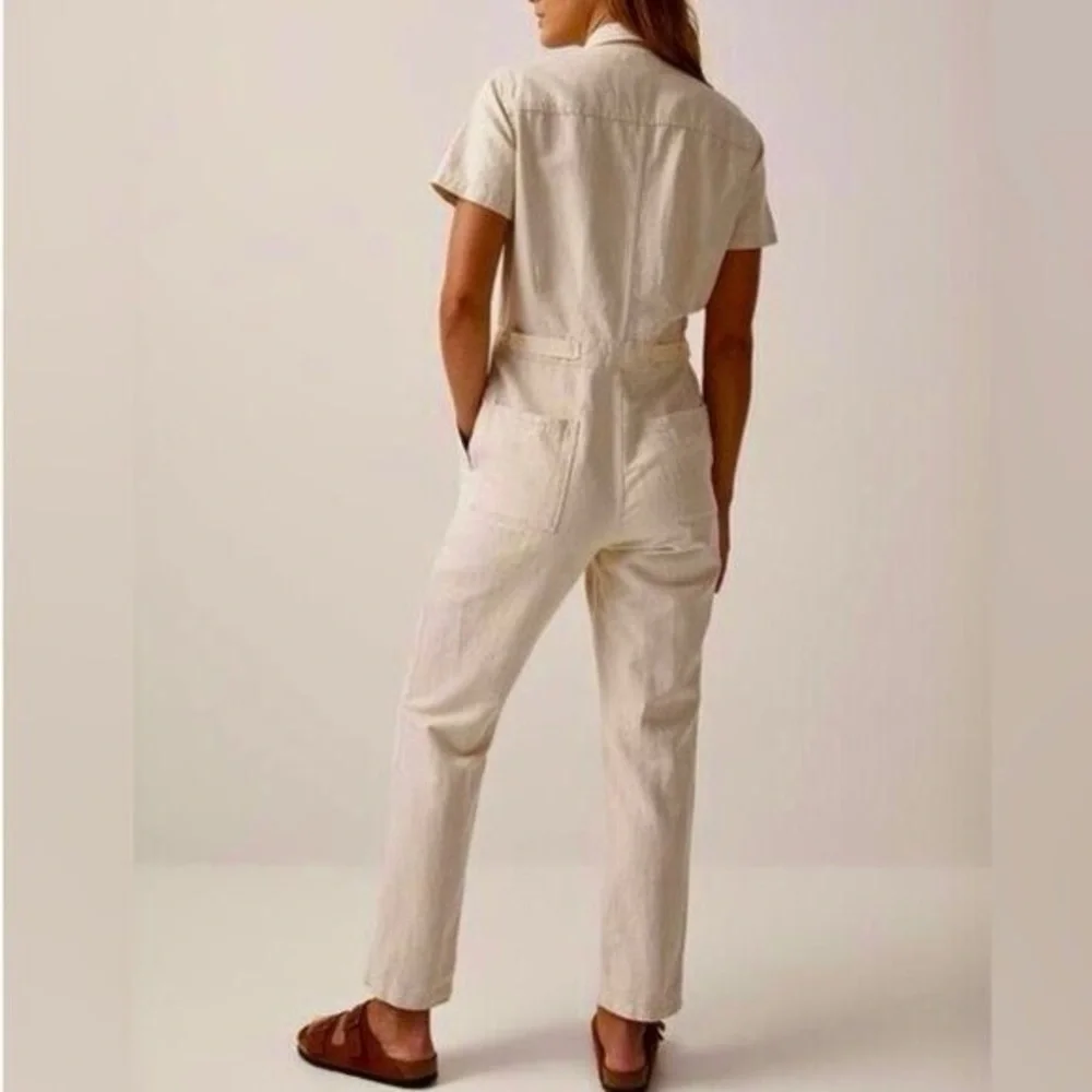 Outerknown S.E.A Utility‎ Jumpsuit Carpenter Linen Cotton Sustainable Small Tan